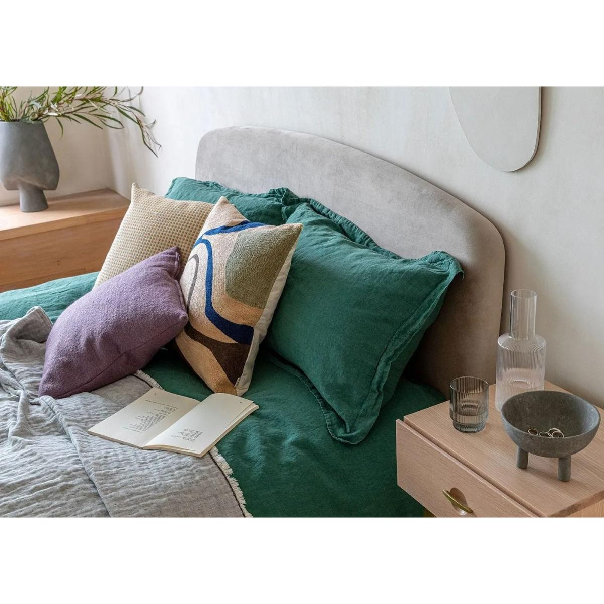 Heal's Washed Linen Forest Green Fitted Sheet Super King – image 2