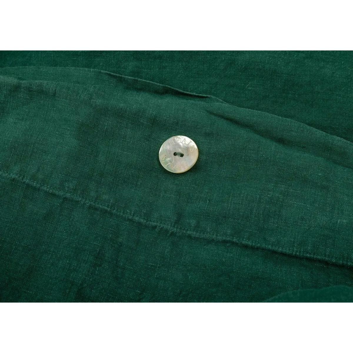 Heal's Washed Linen Forest Green Fitted Sheet Super King – image 5