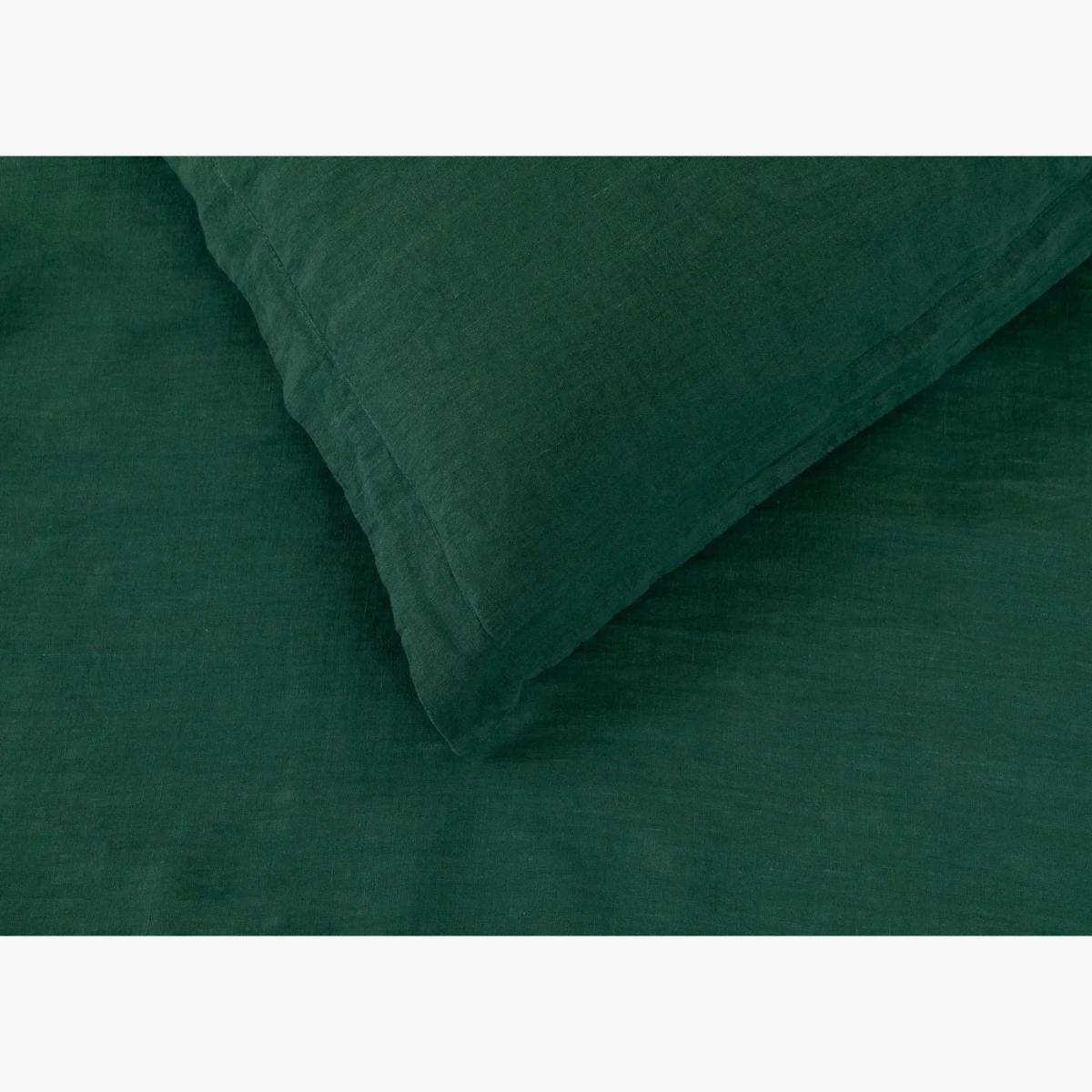 Heal's Washed Linen Forest Green Fitted Sheet Super King – image 1