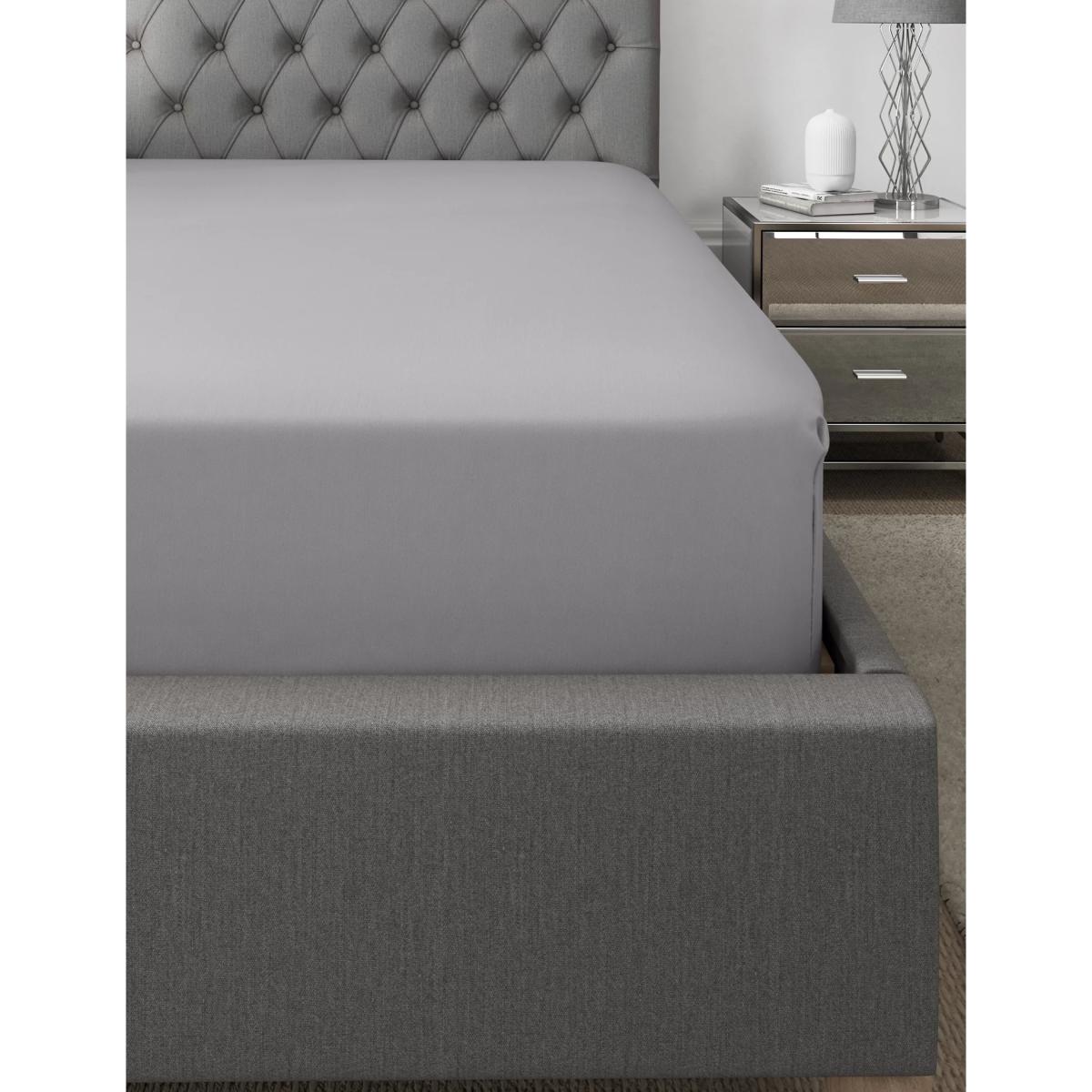 M&S Egyptian Cotton 400 Thread Count Extra Deep Fitted Sheet - 6FT - Navy, Navy – image 2