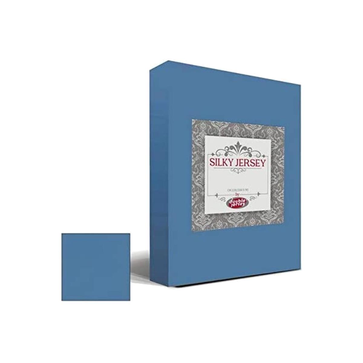 Silky Jersey Fitted Bedsheet Superking - Jeans Blue
