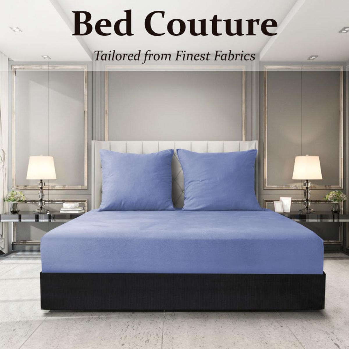 Velvet Flannel Cotton-Flannel Fitted Bed Sheet - Deep Pocket x32 cm - Winter Blue / Superking – image 3