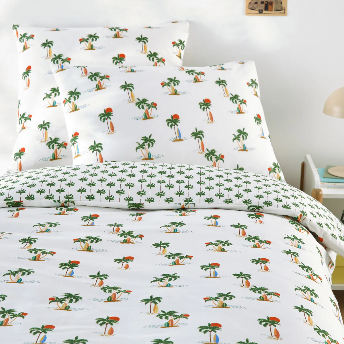 Tapahi Palm Tree Print 50% Recycled Cotton Child's Duvet Cover – image 1
