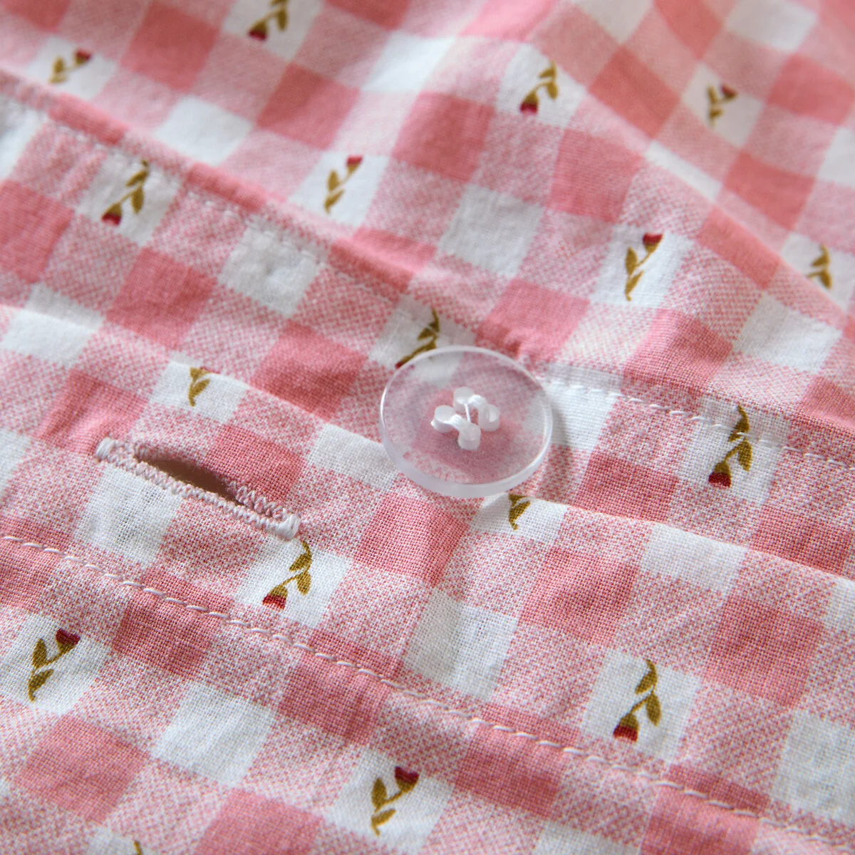 Floral Gingham Washed Cotton Duvet Cover – image 4