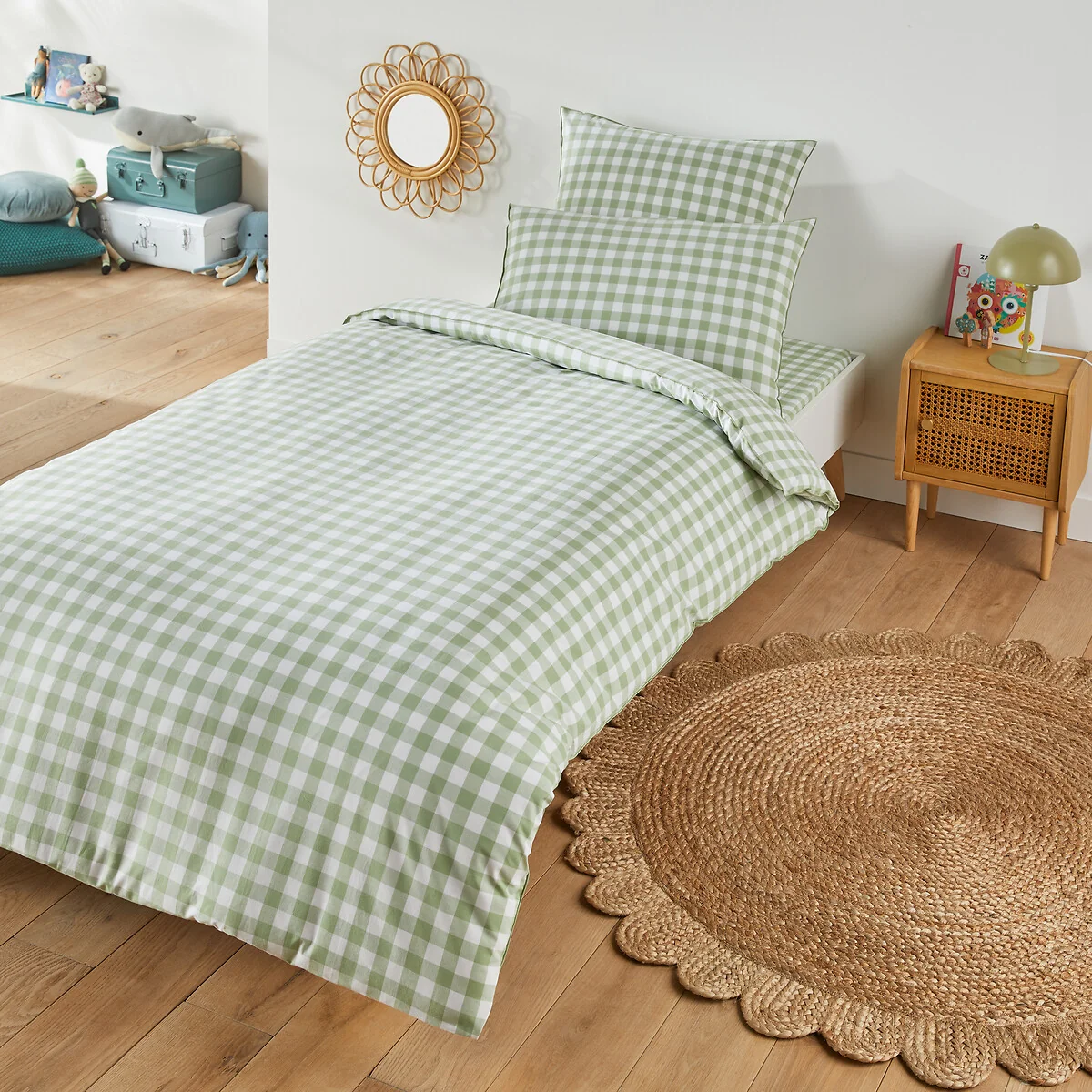 Veldi Green Gingham 100% Cotton Child's Duvet Cover – image 1