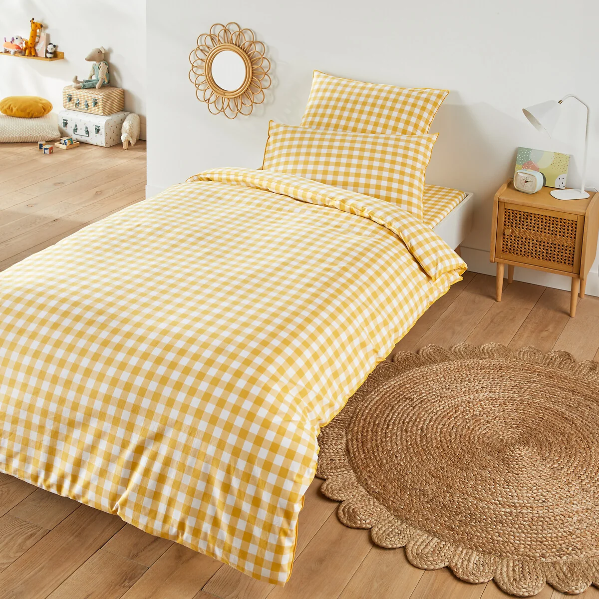 Veldi Yellow Gingham Check 100% Cotton Child's Duvet Cover – image 1
