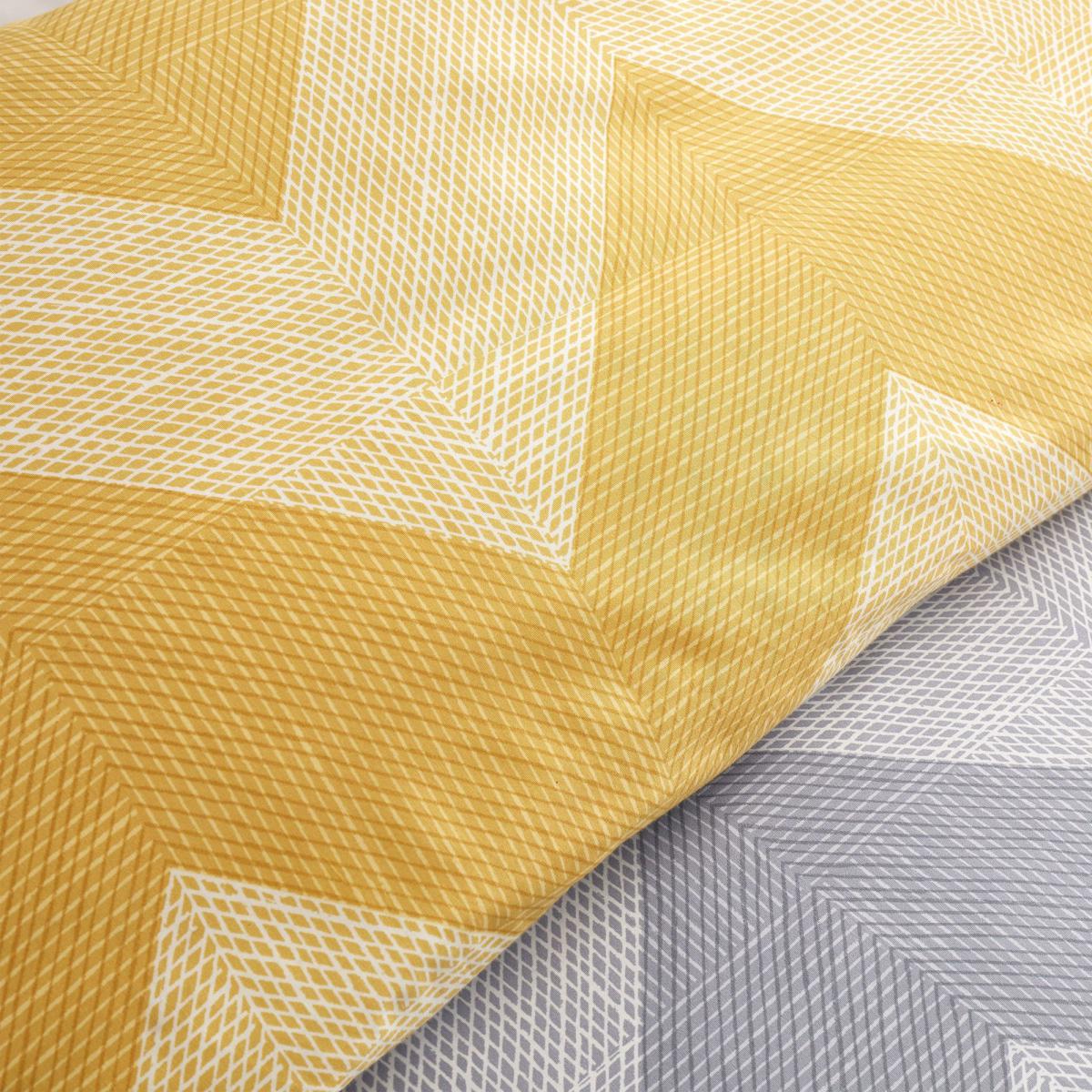 Catherine Lansfield Chevron Geo Ochre and Yellow Duvet Cover and Pillowcase Set Twin Pack Ochre (Yellow) – image 3