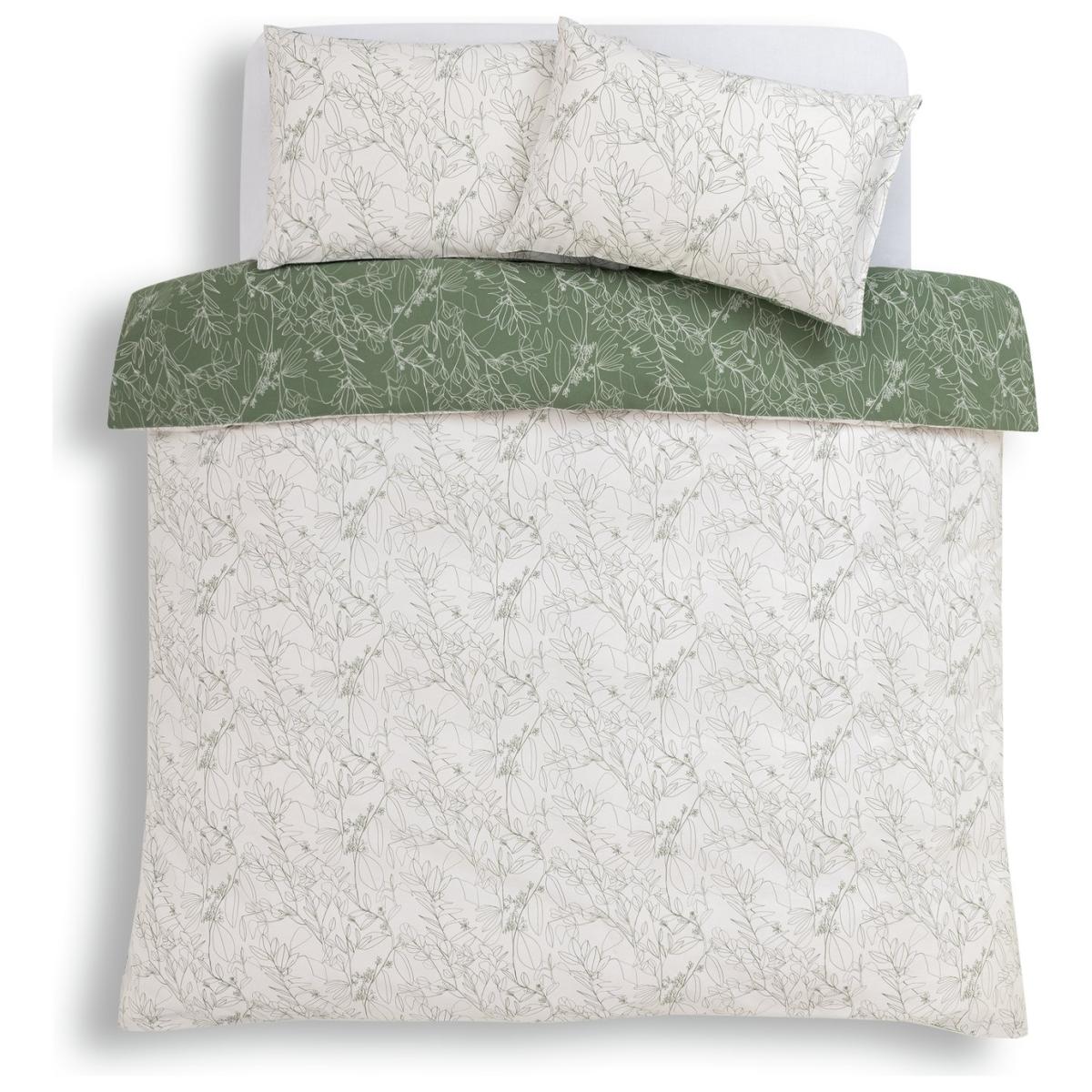 Habitat Sketched Linear Floral Green Bedding Set - Double – image 5