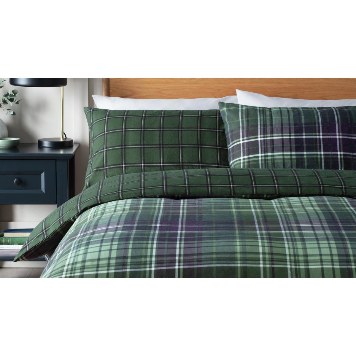 Habitat Brushed Cotton Green Check Bedding Set - Double – image 9