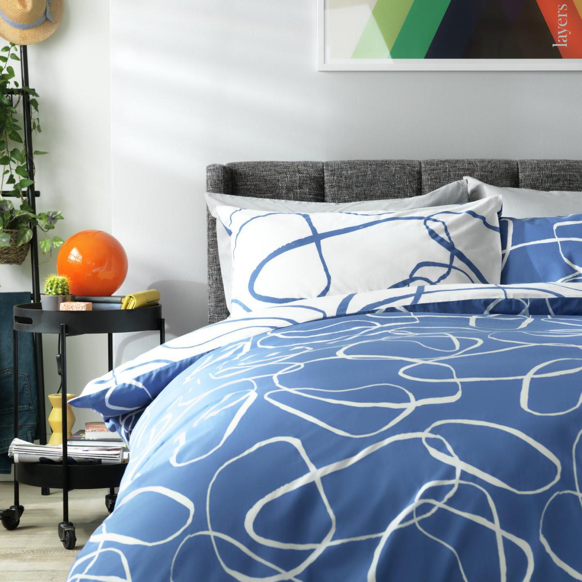 Habitat Linear Pebbles Reversible Blue Bedding Set - Double – image 7