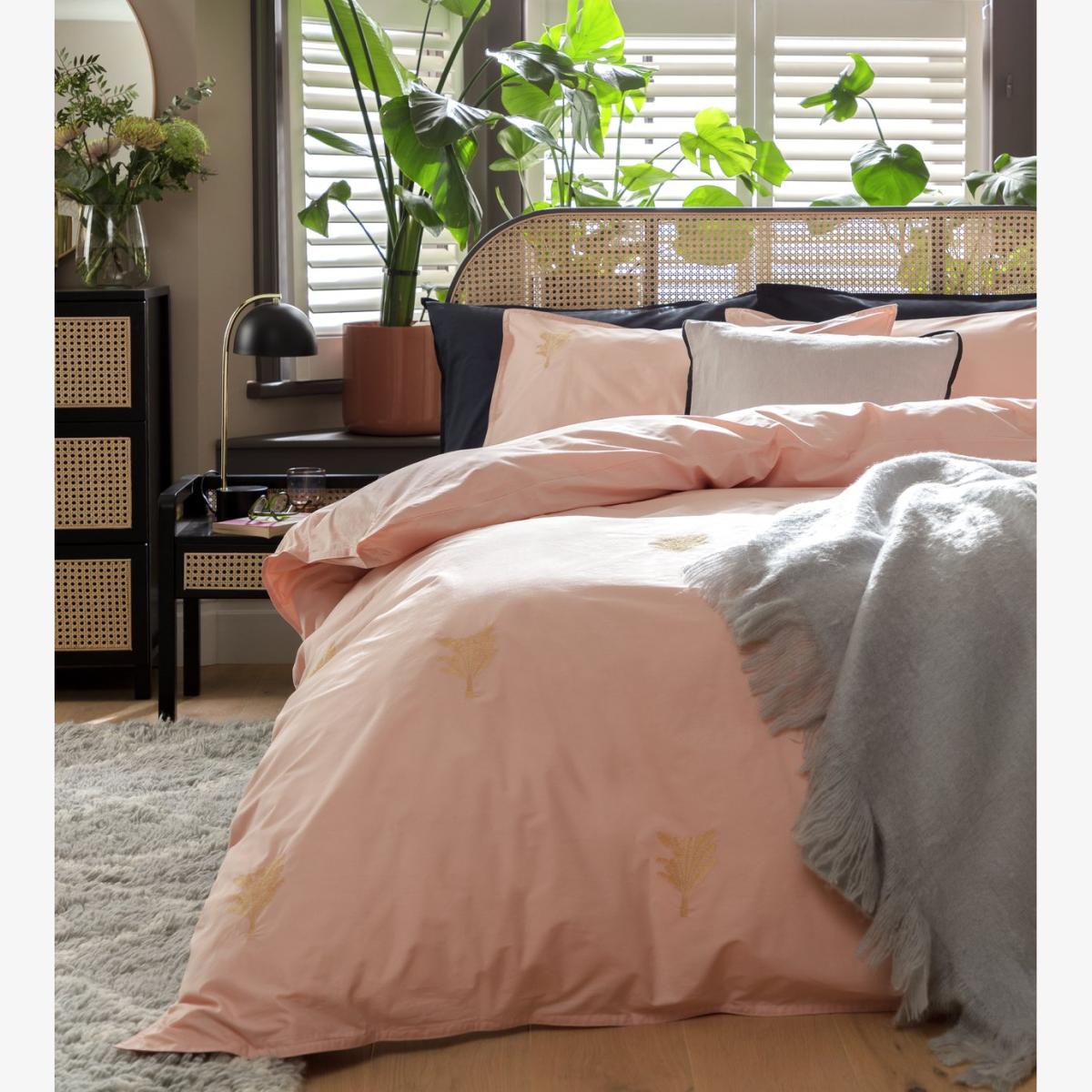 Habitat Embroidered Palm Pink Bedding Set - Double