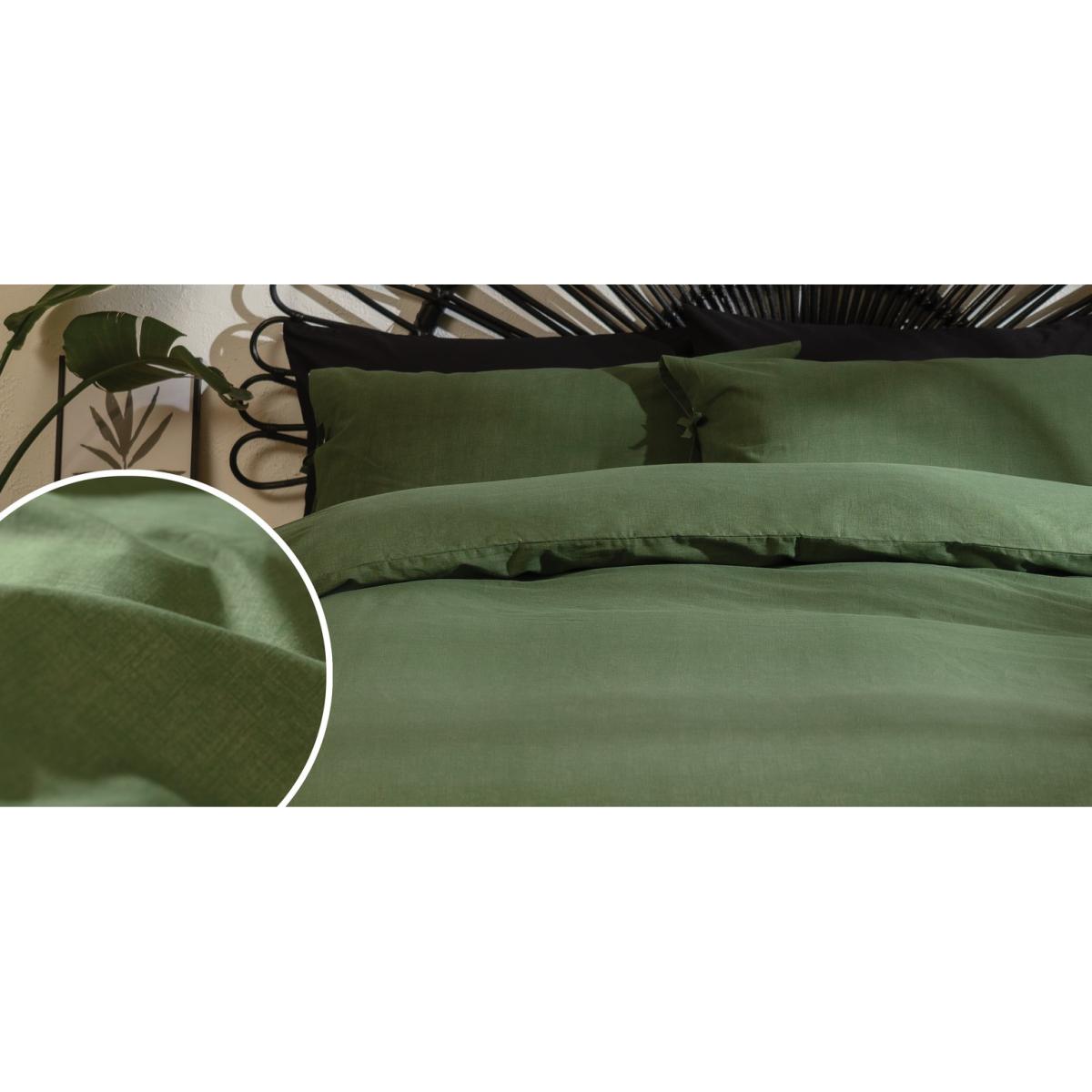 Habitat Cotton Textured Plain Green Bedding Set - Double – image 4