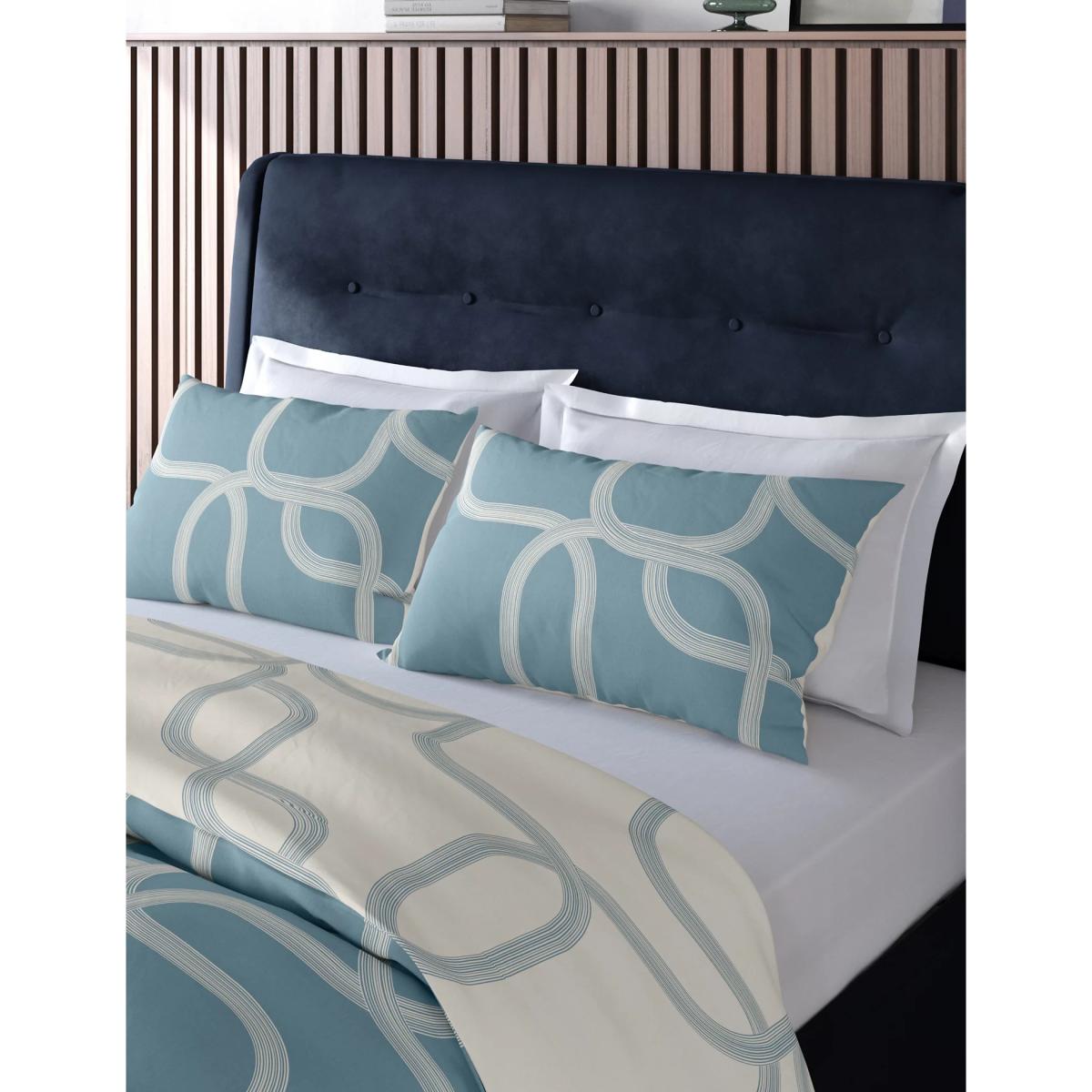 M&S Cotton Blend Geometric Bedding Set - DBL - Blue Mix, Blue Mix – image 3