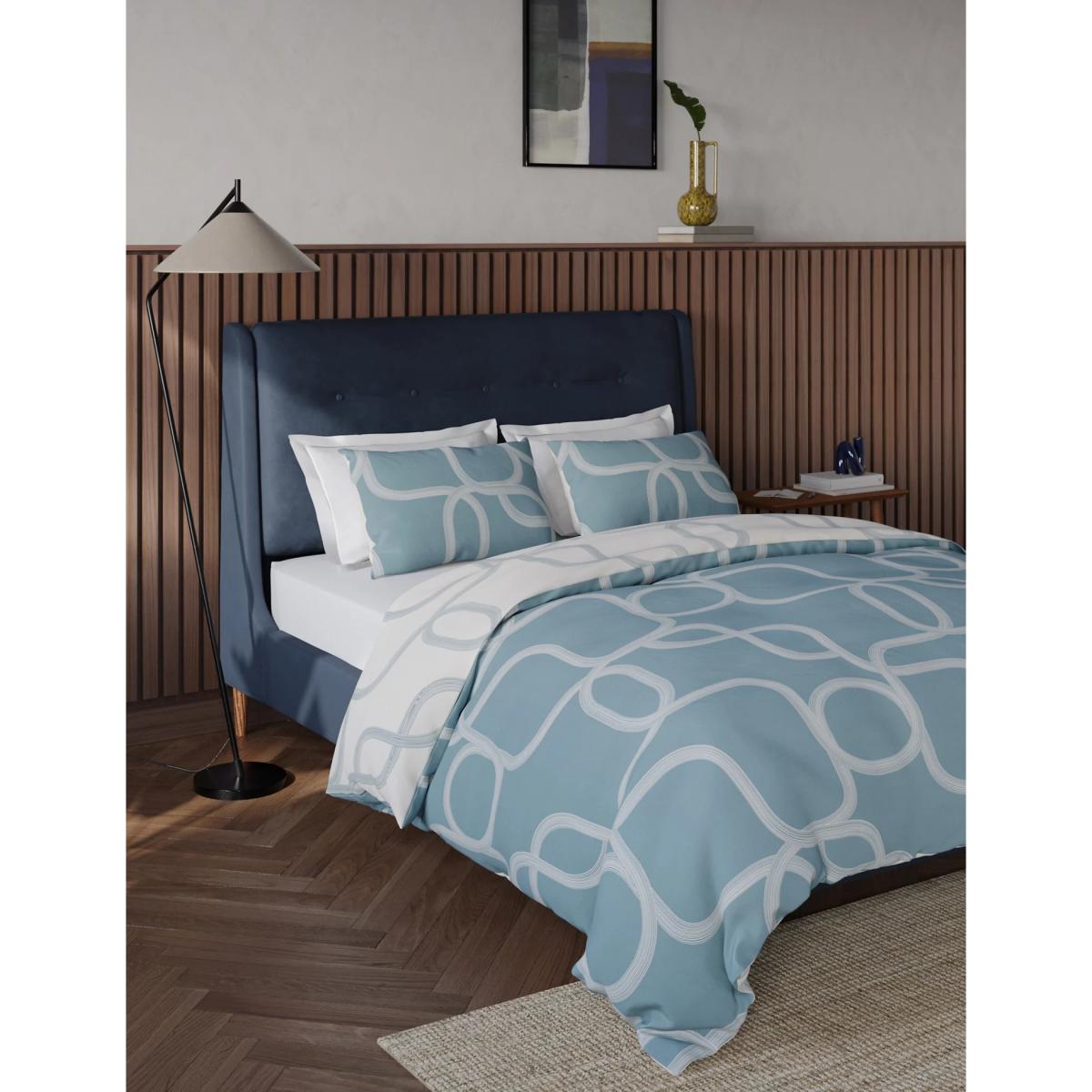 M&S Cotton Blend Geometric Bedding Set - DBL - Blue Mix, Blue Mix – image 4