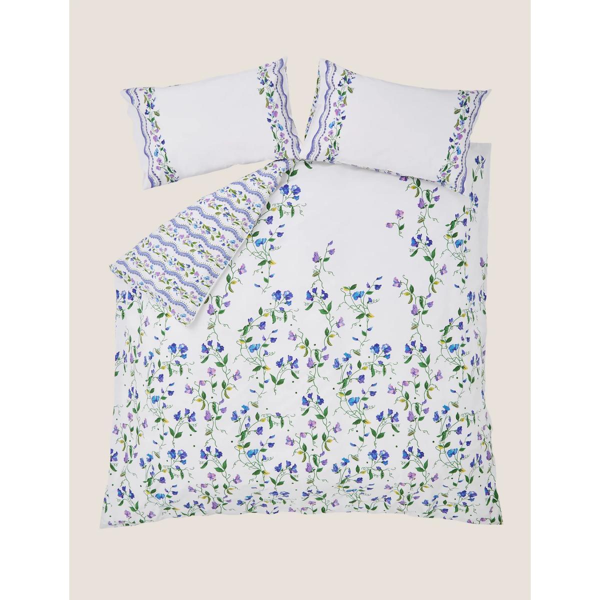 M&S Pure Cotton Sweet Pea Bedding Set - DBL - Blue Mix, Blue Mix – image 3