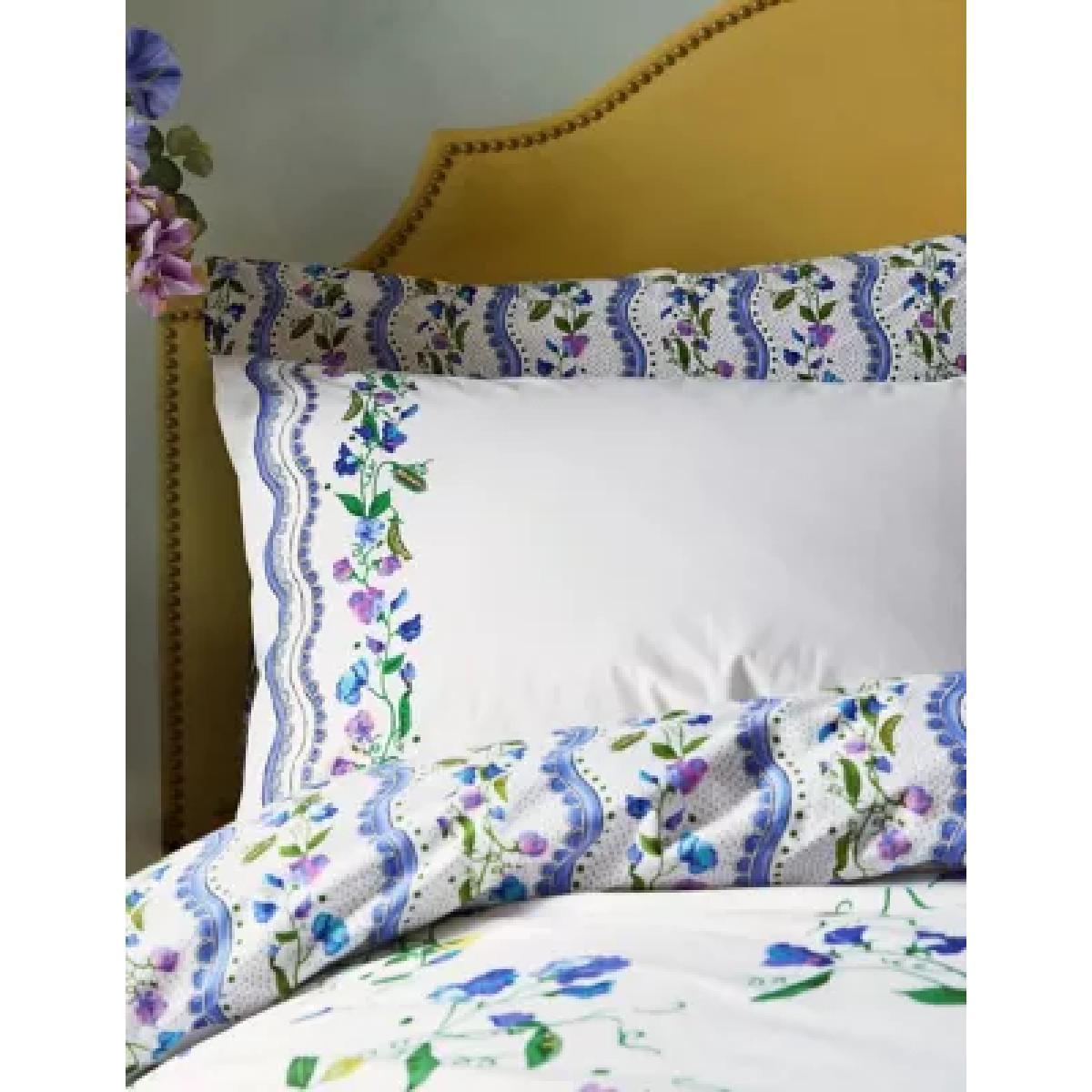 M&S Pure Cotton Sweet Pea Bedding Set - DBL - Blue Mix, Blue Mix – image 1