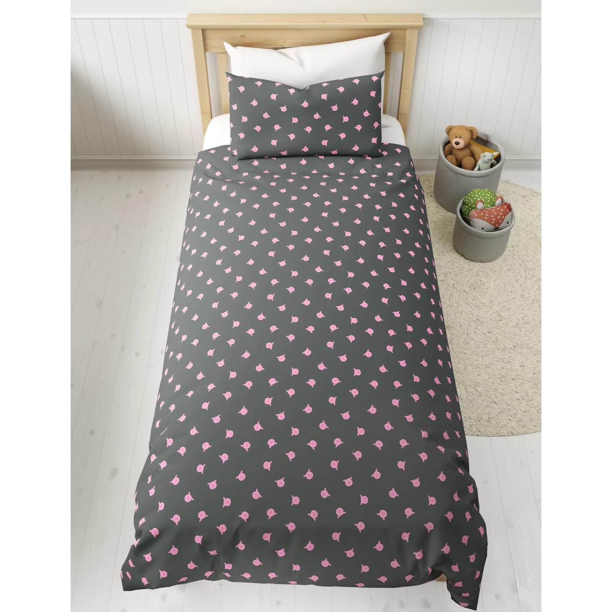 M&S Percy Pig™ Cotton Blend Percy Repeat Bedding Set - DBL - Grey Mix, Grey Mix – image 3