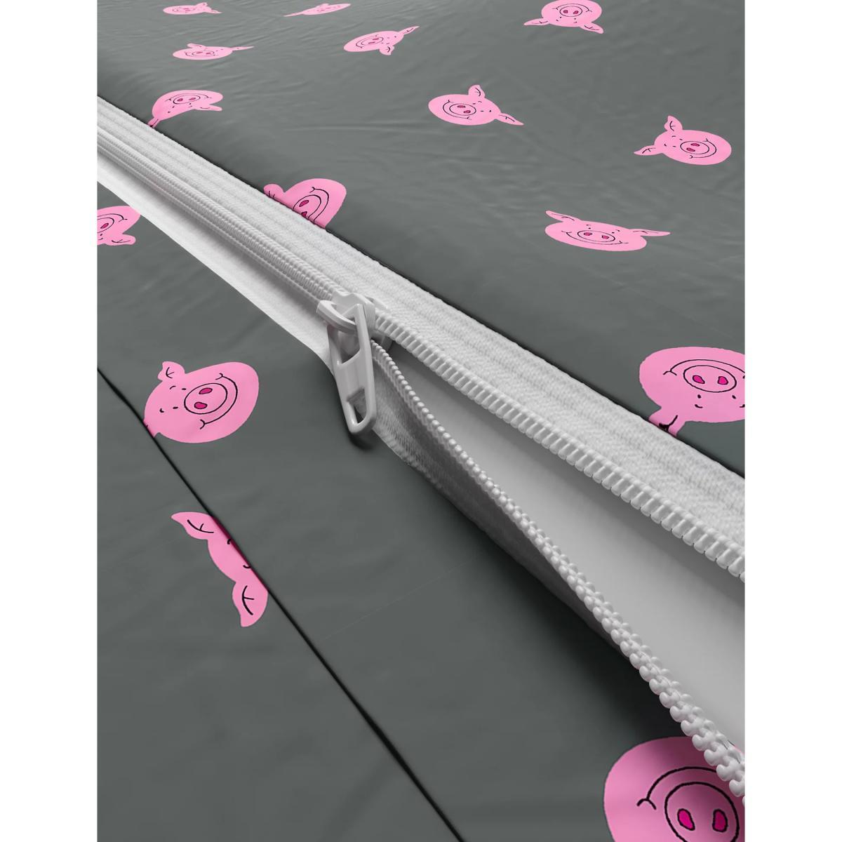 M&S Percy Pig™ Cotton Blend Percy Repeat Bedding Set - DBL - Grey Mix, Grey Mix – image 4