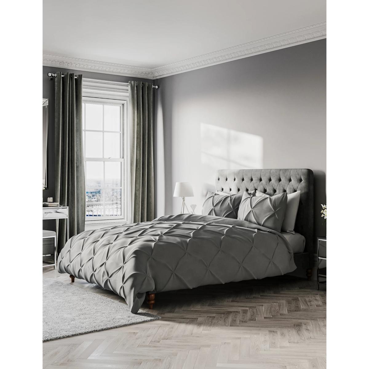 M&S Cotton Rich Pintuck Bedding Set - DBL - Grey Mix, Grey Mix,White – image 3