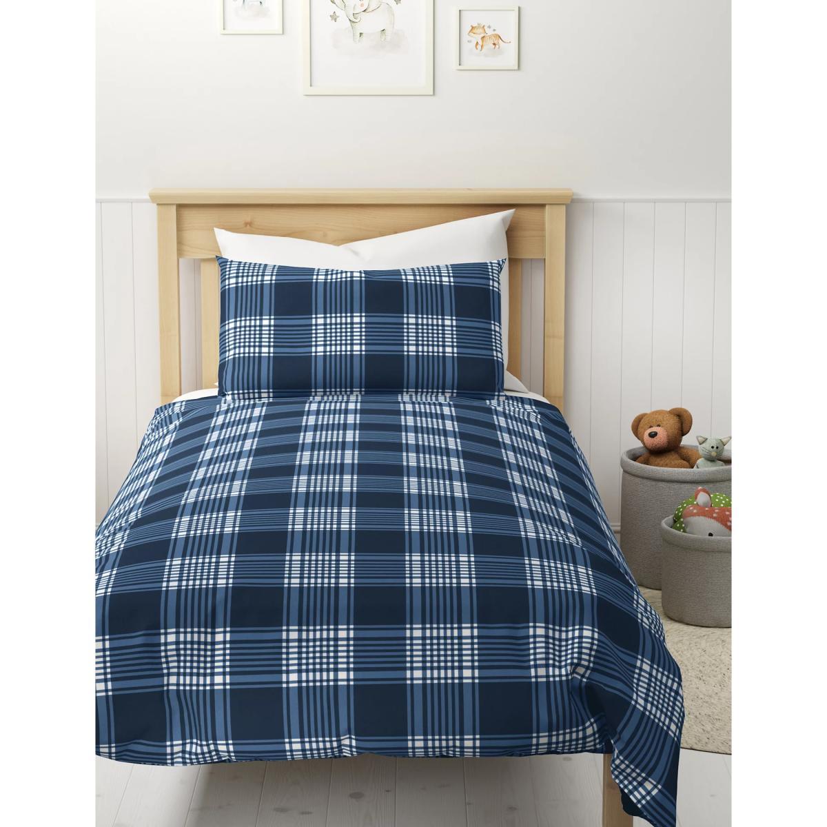 M&S Cotton Blend Checked Bedding Set - DBL - Navy Mix, Navy Mix – image 2