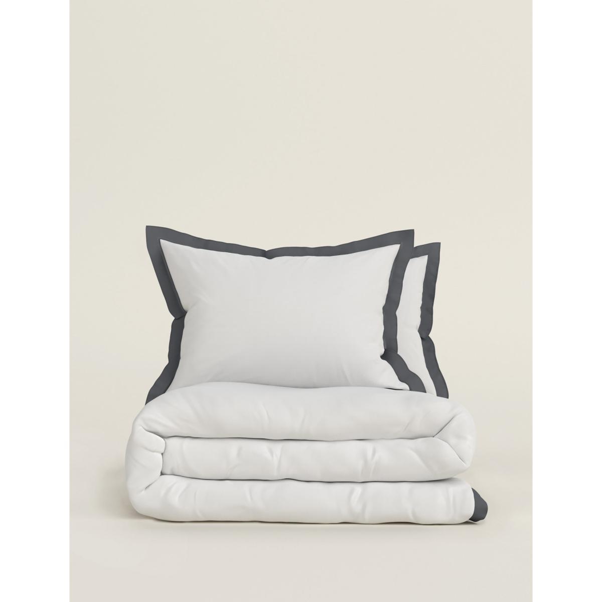 M&S Cotton Blend Oxford Edge Bedding Set - DBL - Dark Charcoal, Dark Charcoal – image 4