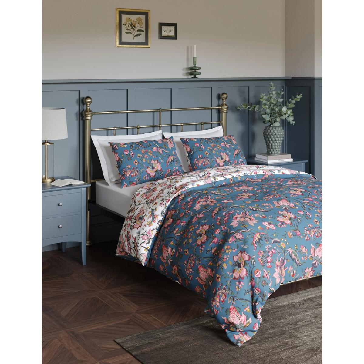 M&S Pure Cotton Decorative Floral Bedding Set - DBL - Blue Mix, Blue Mix – image 3