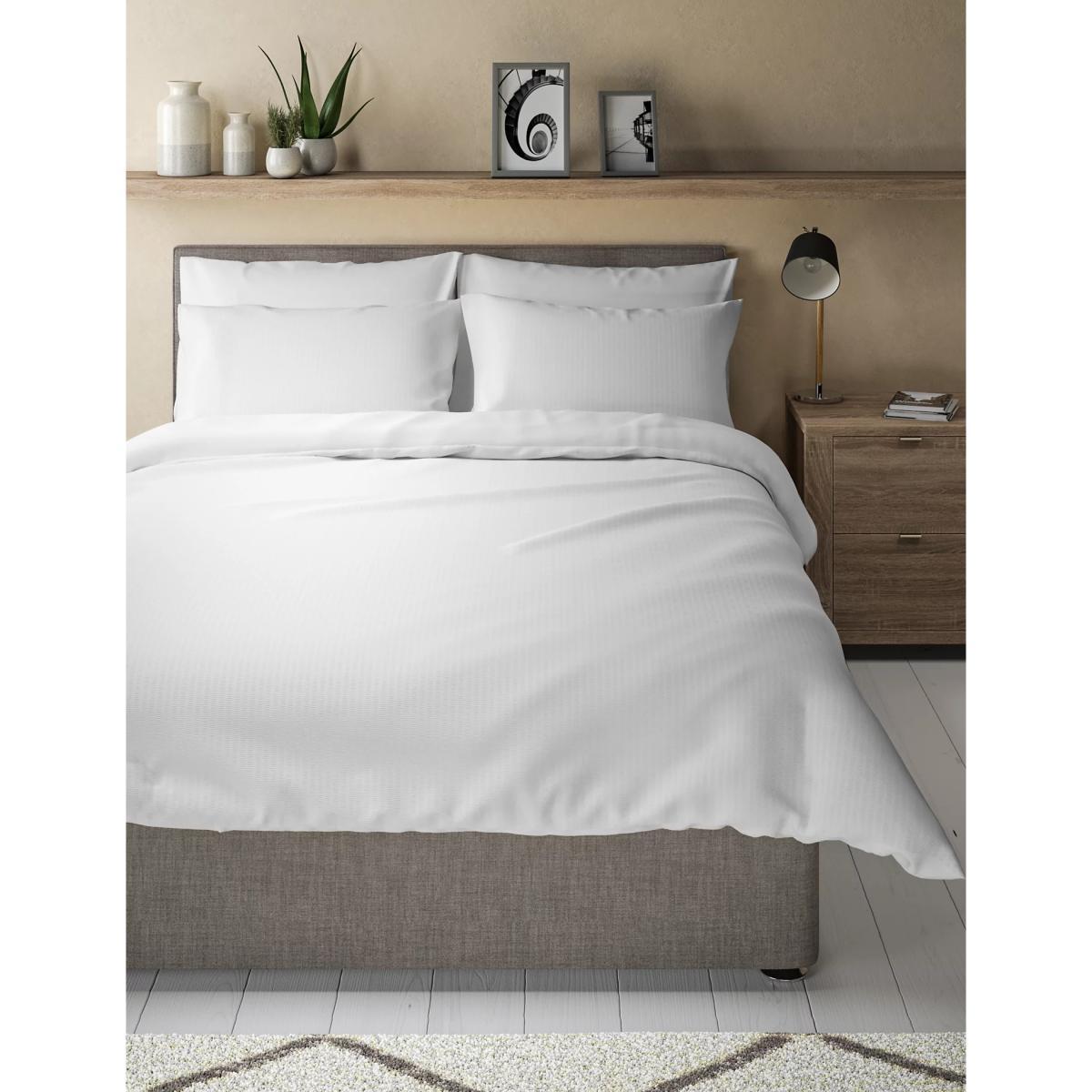 M&S Unisex Cotton Rich Seersucker Bedding Set - DBL - Cream, Cream,White – image 2