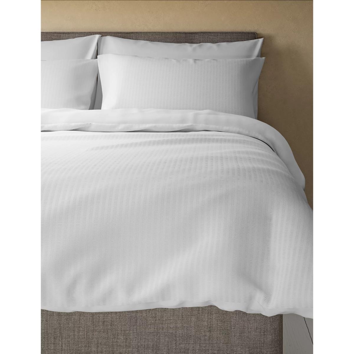 M&S Unisex Cotton Rich Seersucker Bedding Set - DBL - Cream, Cream,White – image 5