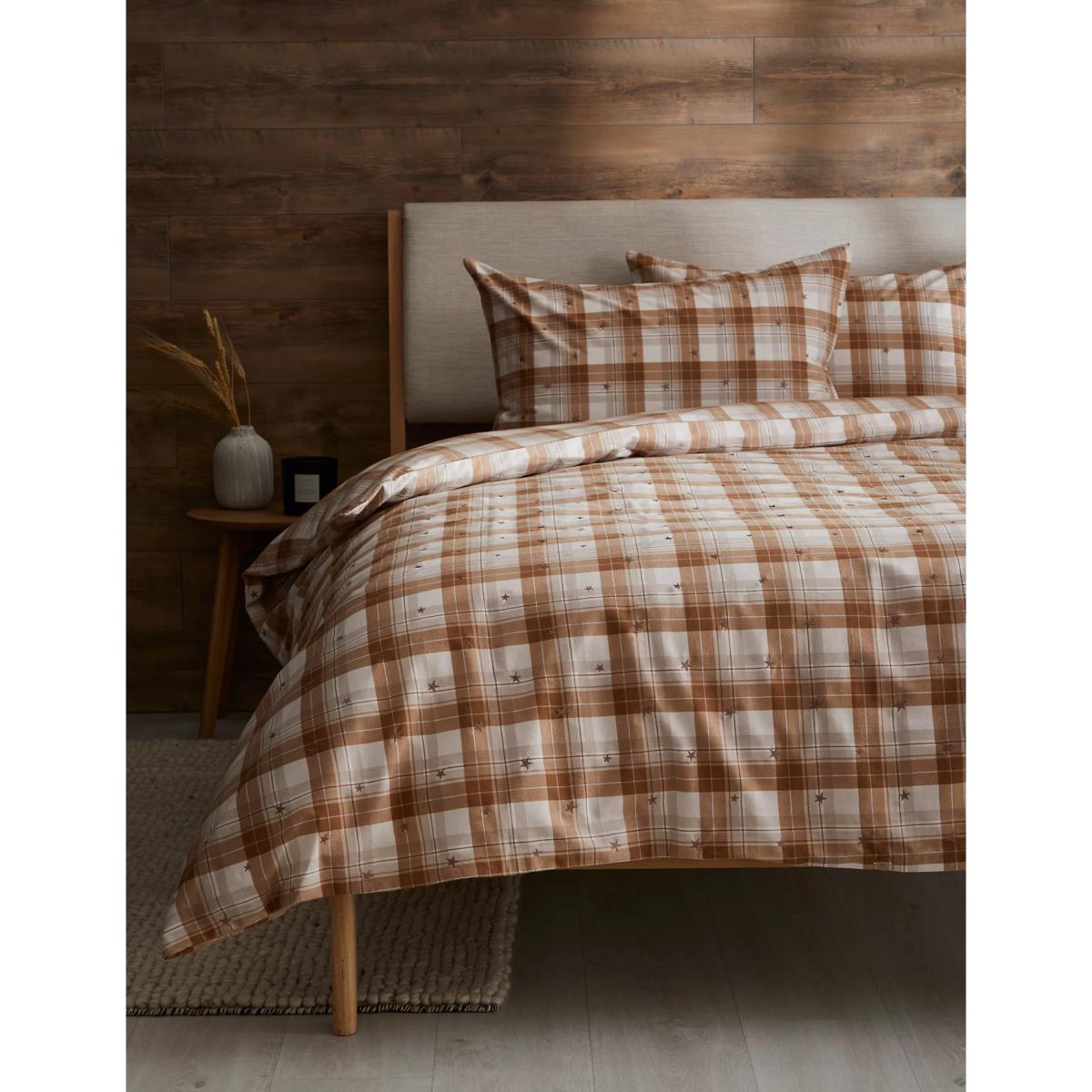 M&S Brushed Cotton Checked Bedding Set - DBL - Neutral, Neutral,Grey – image 2