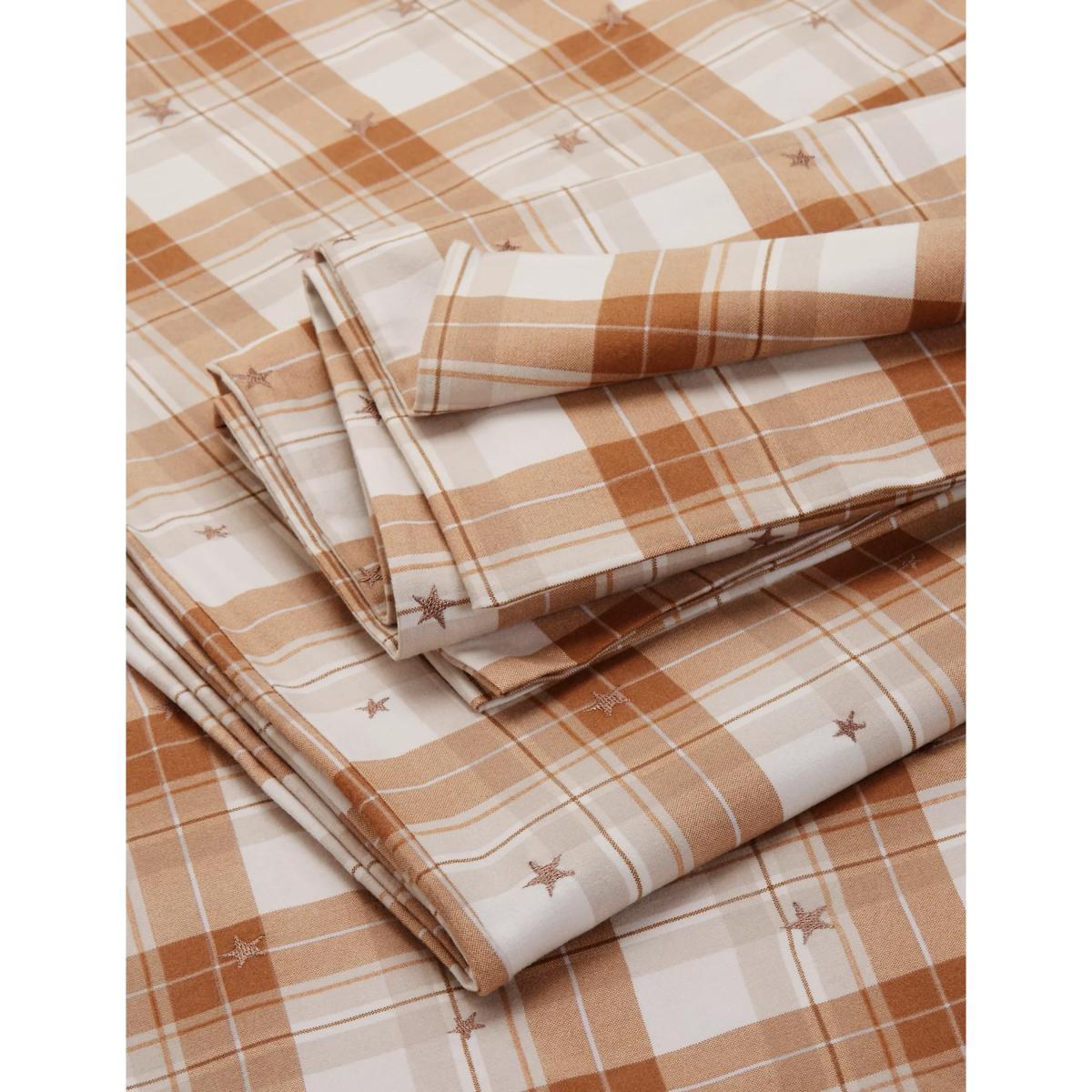M&S Brushed Cotton Checked Bedding Set - DBL - Neutral, Neutral,Grey – image 3