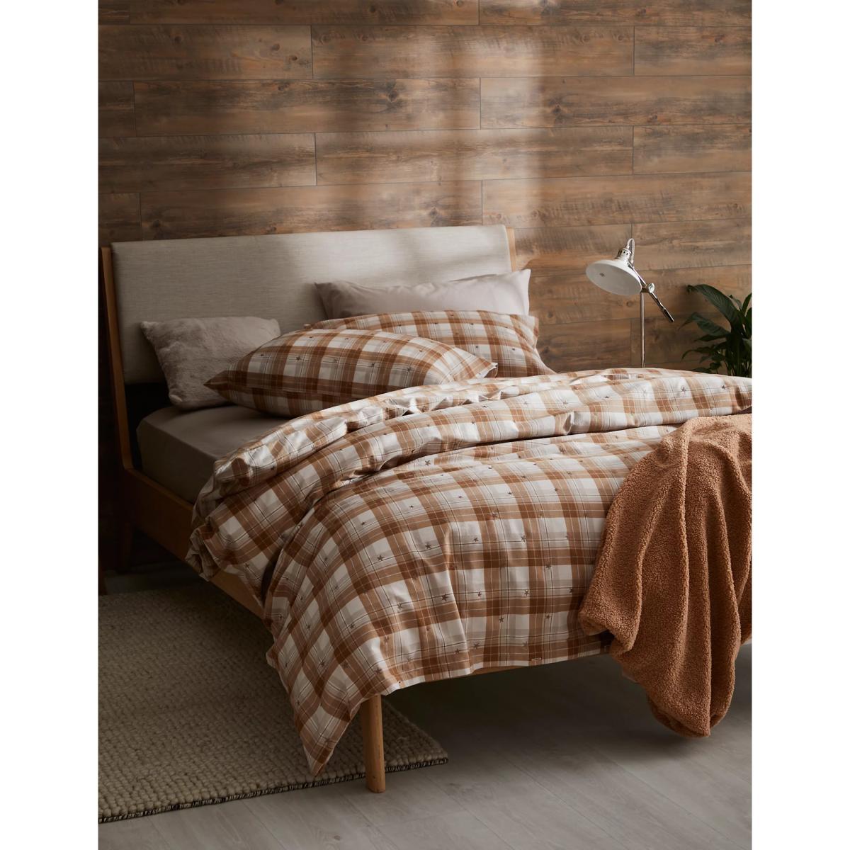 M&S Brushed Cotton Checked Bedding Set - DBL - Neutral, Neutral,Grey – image 4