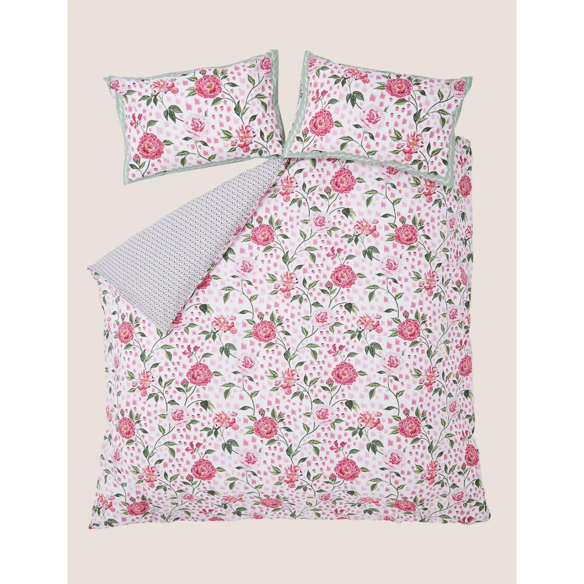 M&S Pure Cotton Tea Rose Bedding Set - DBL - Pink, Pink – image 3