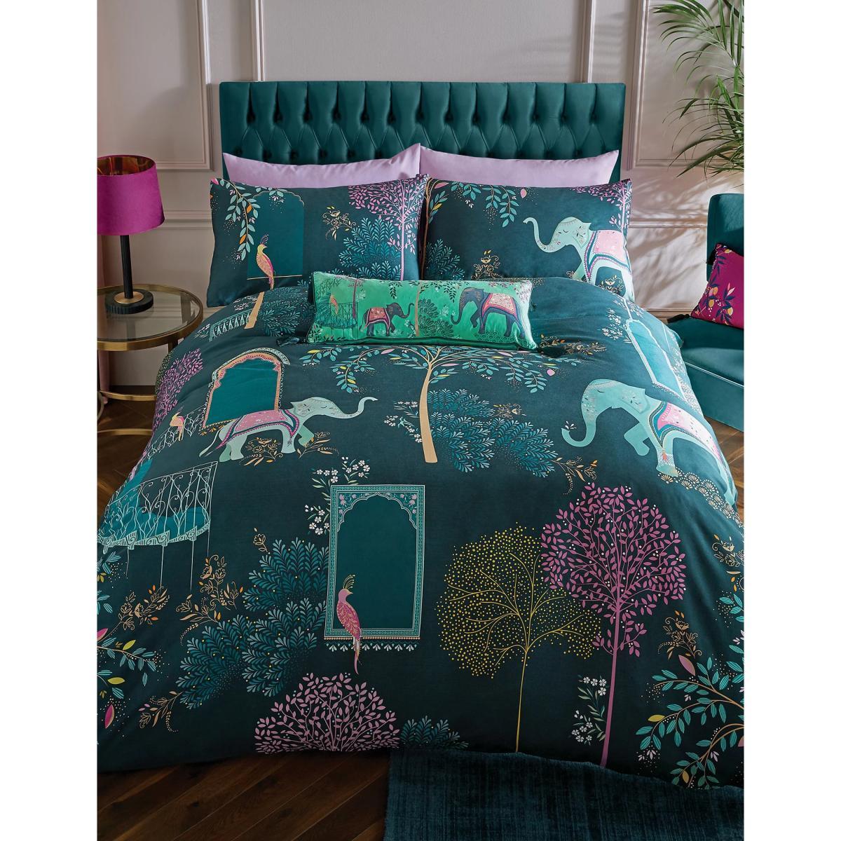M&S Sara Miller Pure Cotton Elephant Oasis Bedding Set - DBL - Green Mix, Green Mix – image 2