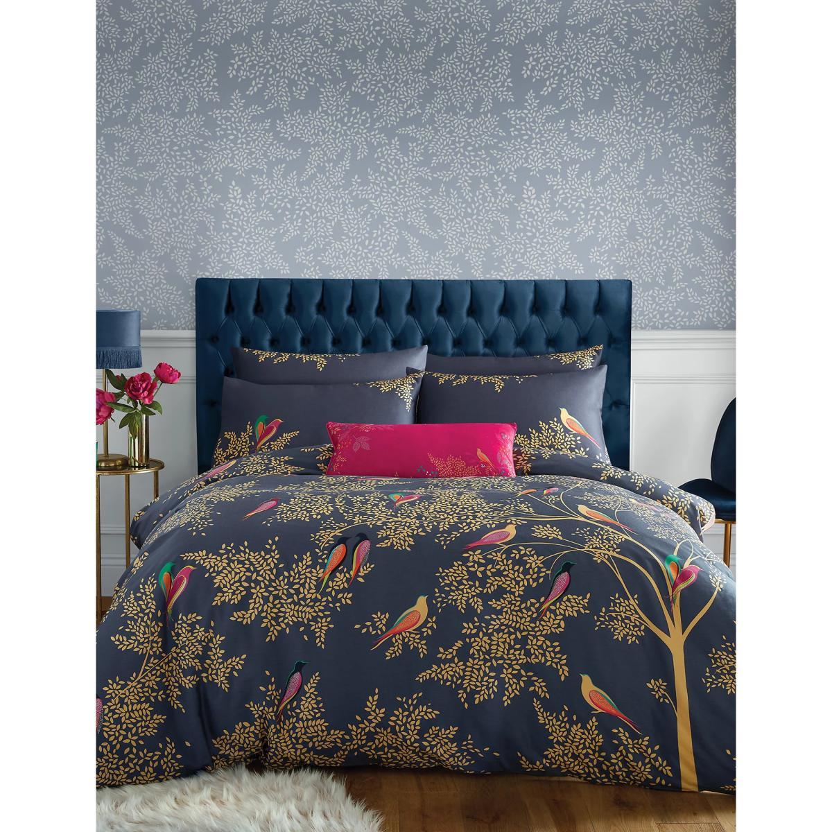 M&S Sara Miller Pure Cotton Smokey Birds Bedding Set - DBL - Navy Mix, Navy Mix – image 2