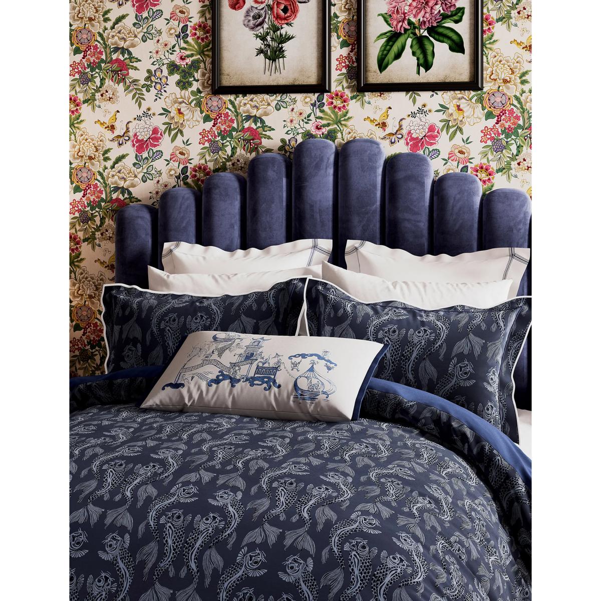 Sanderson Cotton Rich Voyaging Koi Bedding Set - DBL - Navy, Navy – image 3