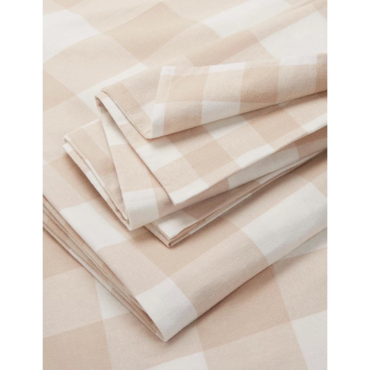 M&S Brushed Cotton Gingham Bedding Set - DBL - Neutral, Neutral – image 3