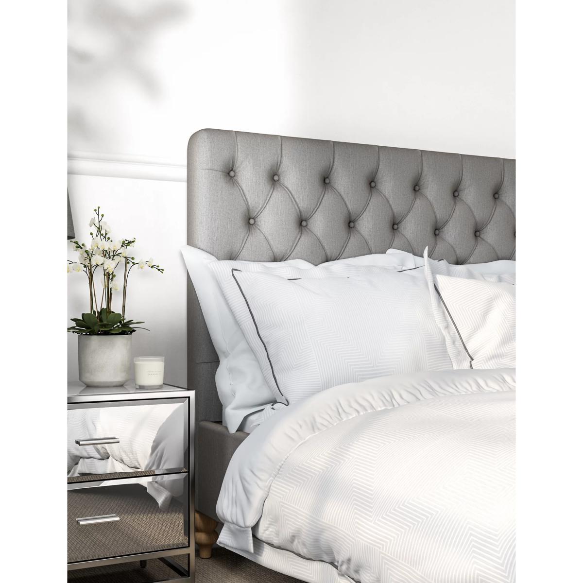 M&S Pure Cotton Geometric Jacquard Bedding Set - DBL - White Mix, White Mix – image 4