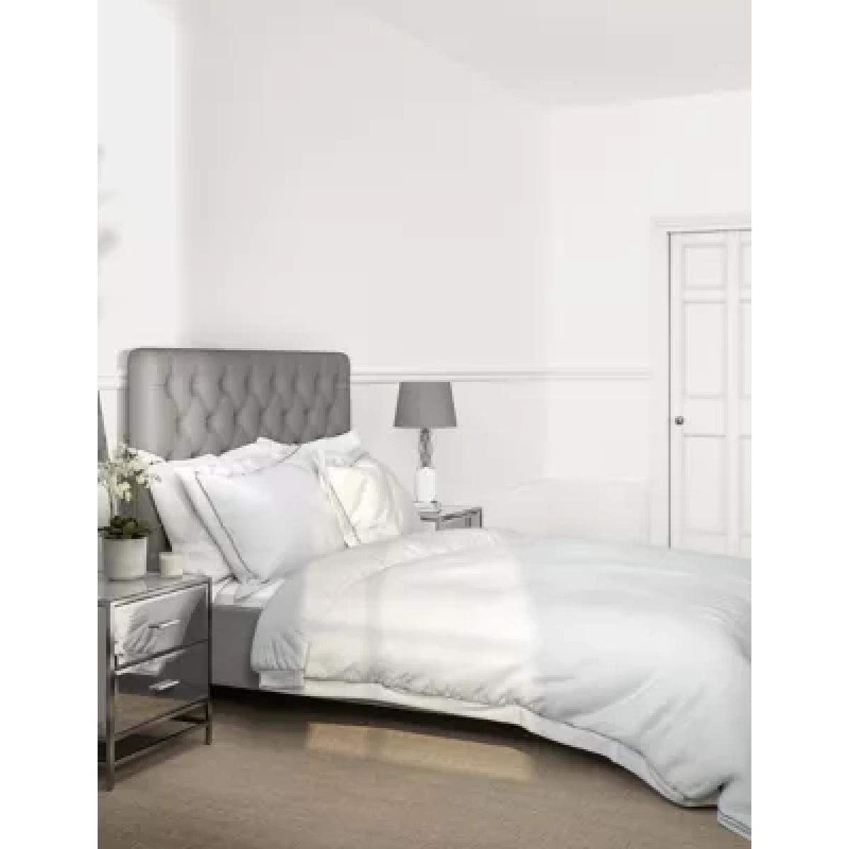 M&S Pure Cotton Geometric Jacquard Bedding Set - DBL - White Mix, White Mix – image 1
