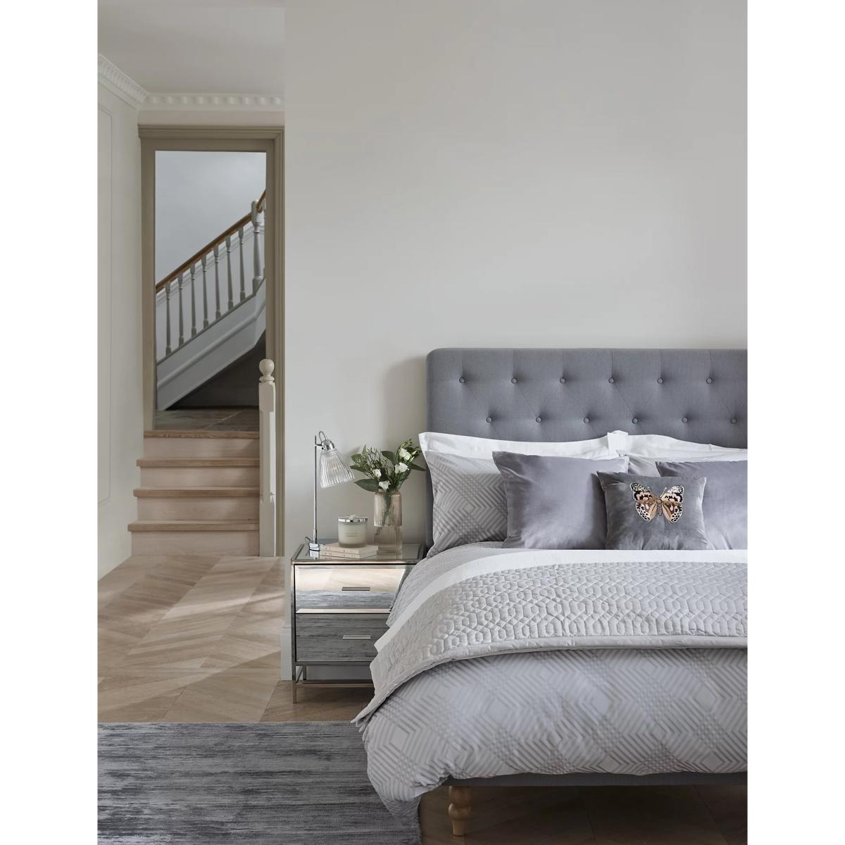 M&S Pure Cotton Geometric Sateen Bedding Set - DBL - Grey, Grey – image 5