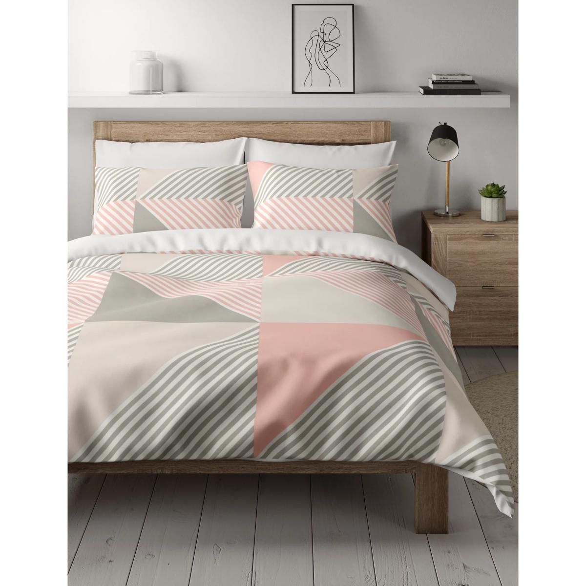 M&S Cotton Mix Geometric Bedding Set with Fitted Sheet - DBL - Teal, Teal,Grey Mix – image 2
