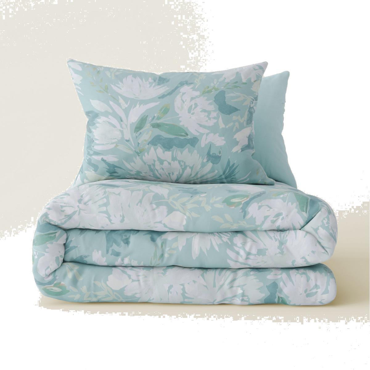 M&S Pure Cotton Watercolour Floral Bedding Set - SGL - Soft Blue Mix, Soft Blue Mix – image 1