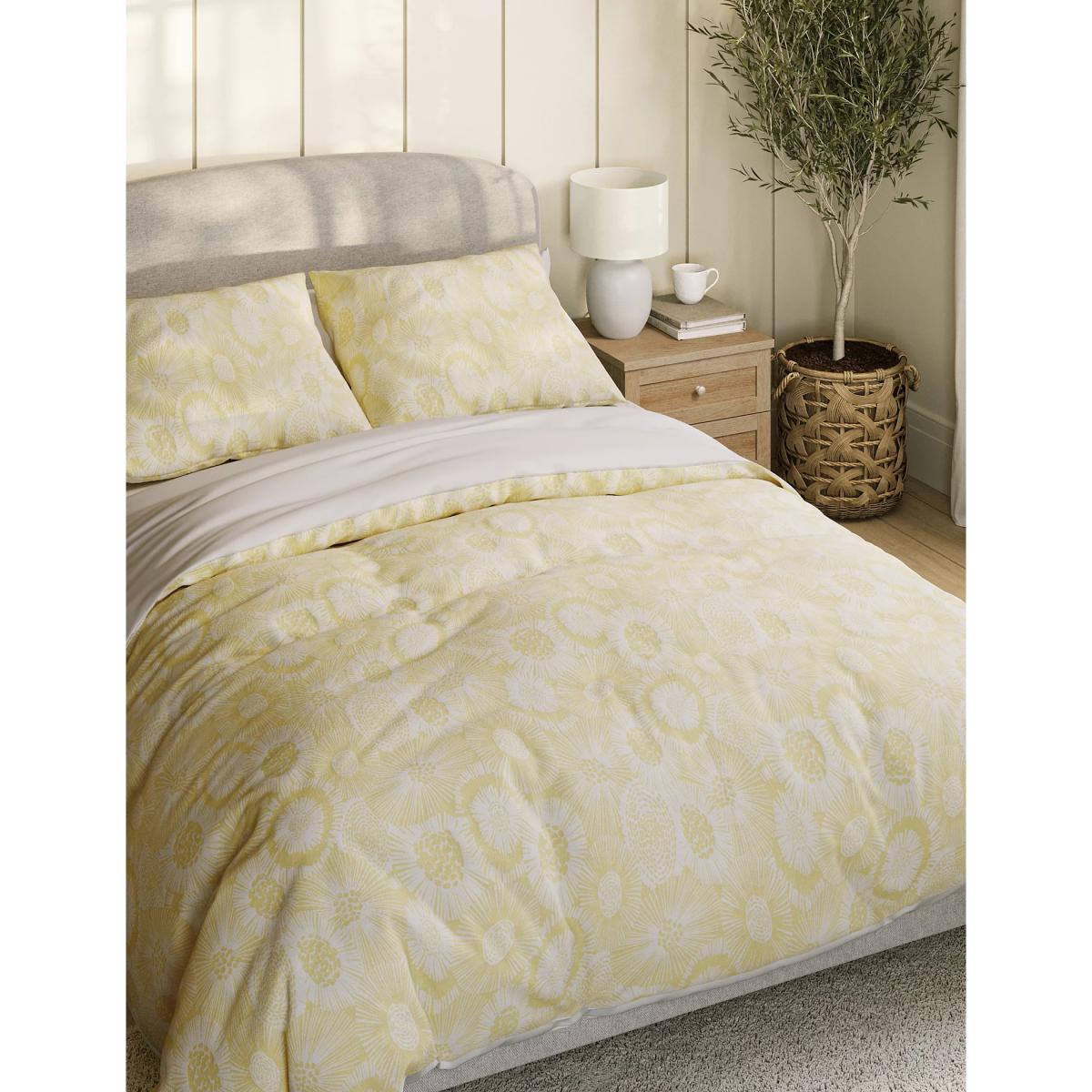 M&S Pure Cotton Sunburst Jacquard Bedding Set - DBL - Soft Yellow, Soft Yellow – image 2
