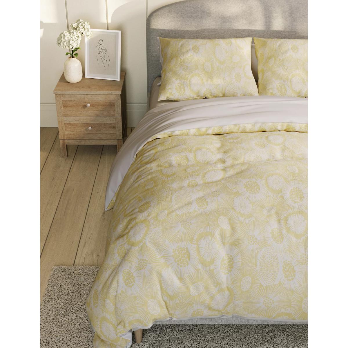 M&S Pure Cotton Sunburst Jacquard Bedding Set - DBL - Soft Yellow, Soft Yellow – image 3