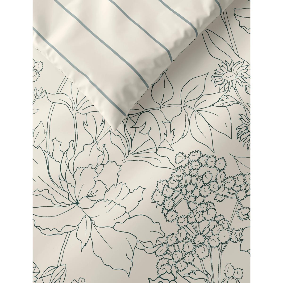 M&S Pure Cotton Linear Floral Bedding Set - DBL - Beige Mix, Beige Mix – image 3