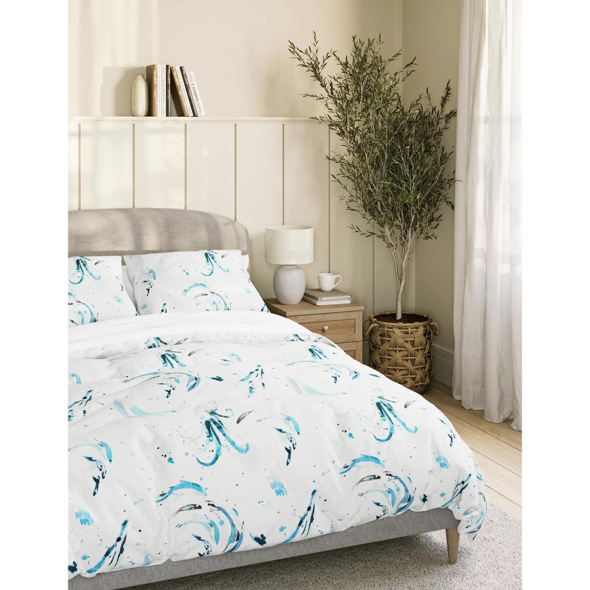 M&S Cotton Rich Watercolour Coastal Bedding Set - DBL - Blue Mix, Blue Mix – image 3