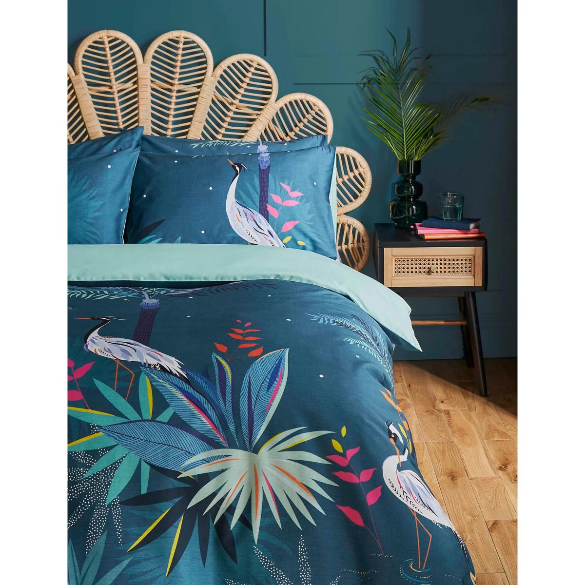 Sara Miller Pure Cotton Sateen Heron Bedding Set - DBL - Teal, Teal – image 2