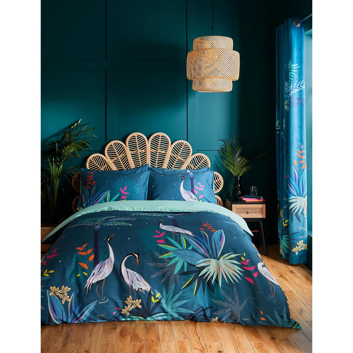 Sara Miller Pure Cotton Sateen Heron Bedding Set - DBL - Teal, Teal – image 3