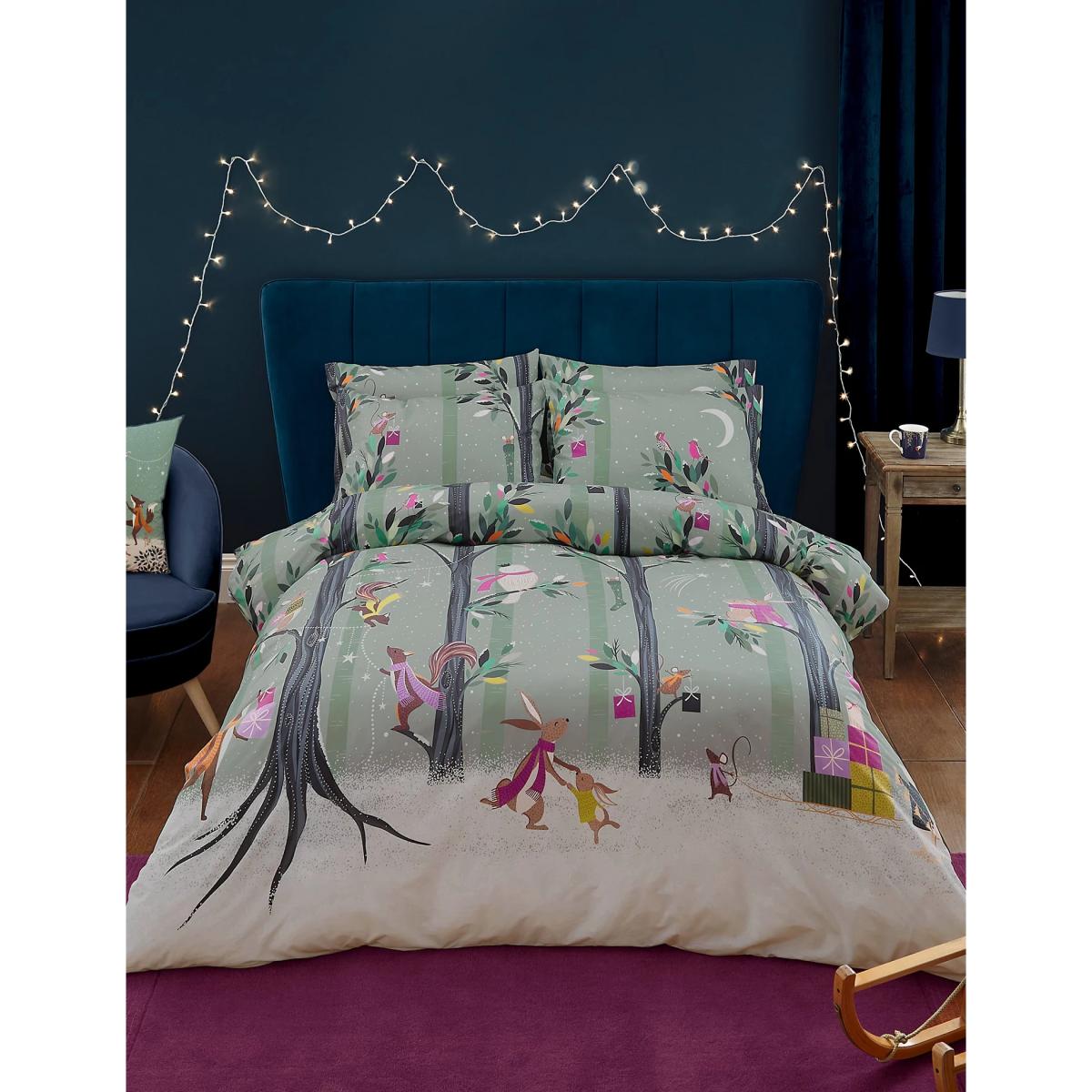 Sara Miller Pure Cotton Percale Woodland Tales Bedding Set - DBL - Dusted Mint, Dusted Mint – image 4