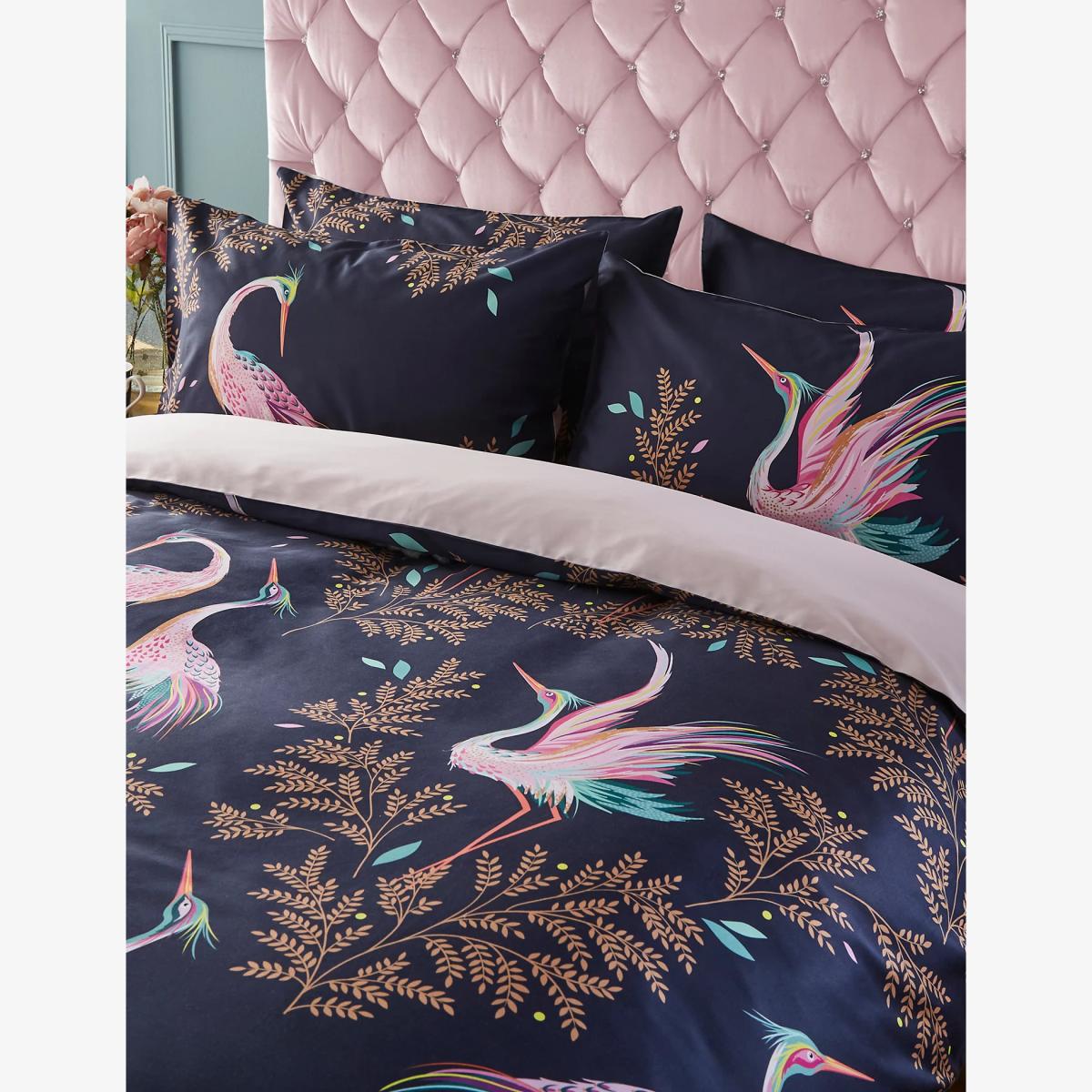 Sara Miller Pure Cotton Sateen Dancing Cranes Bedding Set - SGL - Midnight, Midnight – image 1