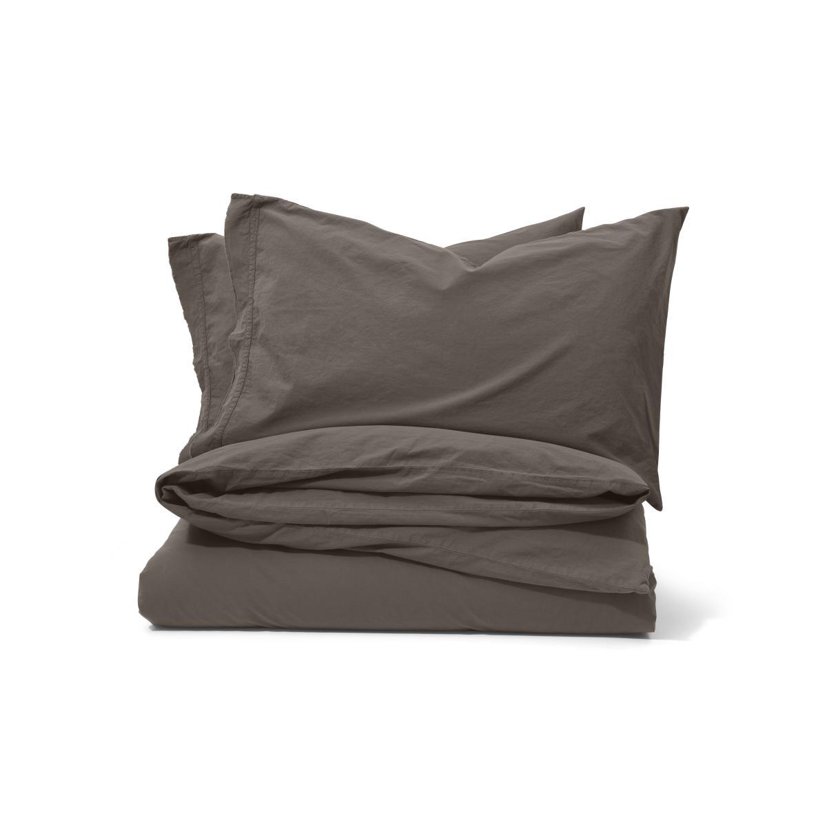 Zana 100% Organic Cotton Stonewashed Duvet Cover + 2 Pillowcases, Double, Anthracite Grey – image 2